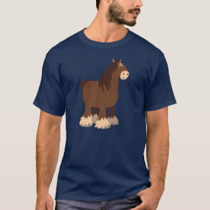 Camiseta Camisa-T de Cavalo de Cartoon Silenciosa e Bonita