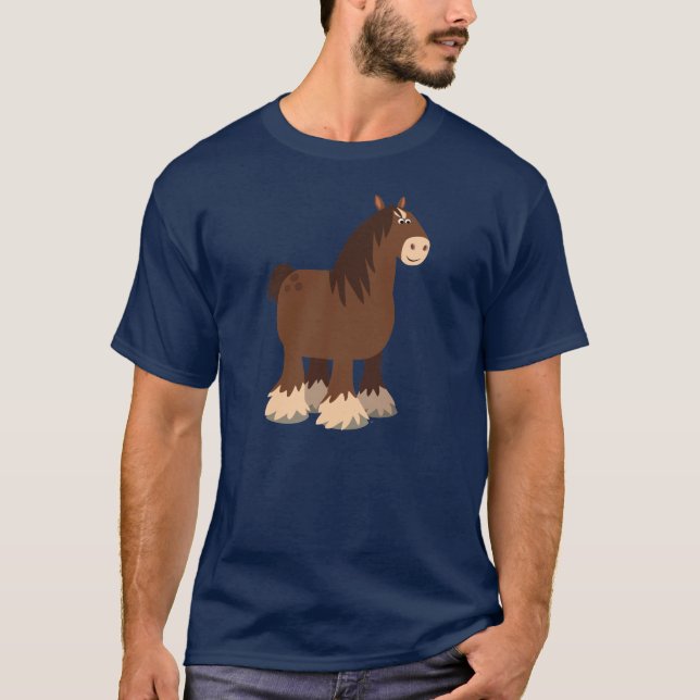 Camiseta Camisa-T de Cavalo de Cartoon Silenciosa e Bonita (Frente)