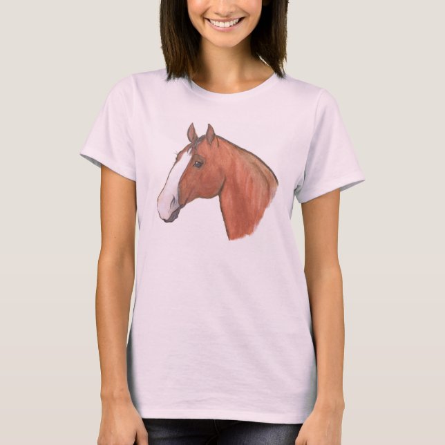 Camiseta Camisa-T De Cavalo De Lama Longa (Frente)