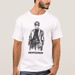 Camiseta Camisa-T de Cavalo de Pincel Preto Branco Ilustrad
