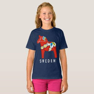 Camiseta Camisa-T de Cavalo Vermelho para Crianças