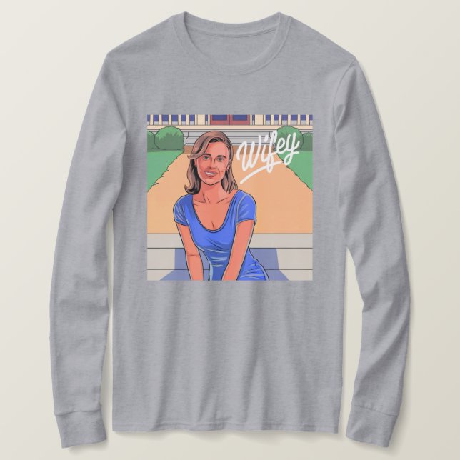 Camiseta Camisa-T De Cinza Longa E Sem Fios (Frente do Design)