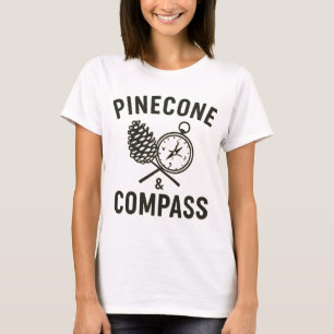 Camiseta Camisa-T de Compass Pinecone - Explorador Natureza