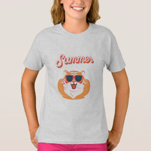 Camiseta Camisa-T De Crianças De Cachorro De Verão