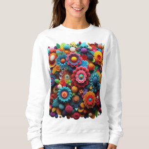 Camiseta Camisa-T De Crochet De Multicolores Preenchida