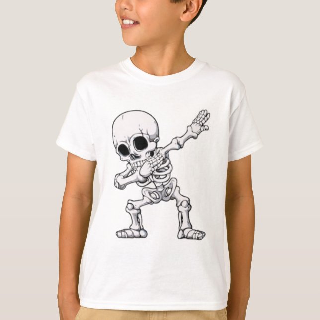 Camiseta Camisa-T de Dabbing do esqueleto de Halloween (Frente)