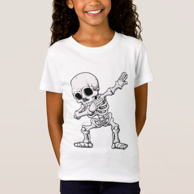 Camiseta Camisa-T de Dabbing do esqueleto de Halloween (Frente)