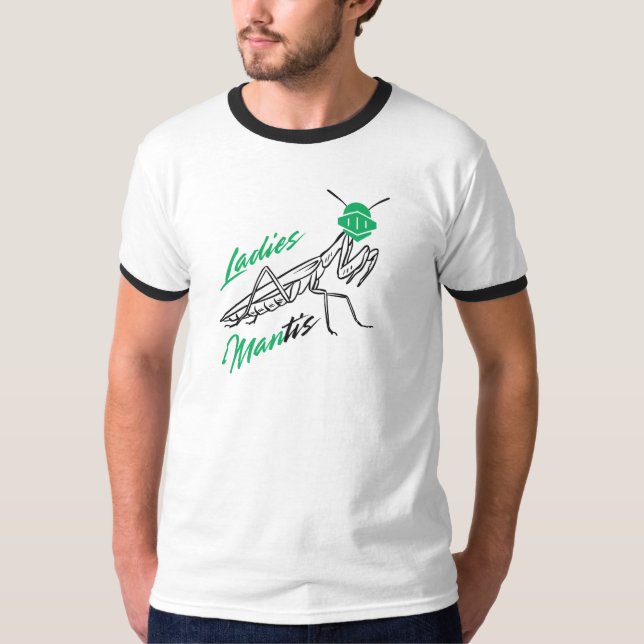 Camiseta Camisa-T de Damas Mantis - Engraçada Rezando Manti (Frente)