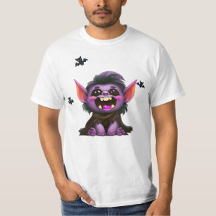 Camiseta Camisa-T de Dia das Bruxas de Troll Bonito e Louco
