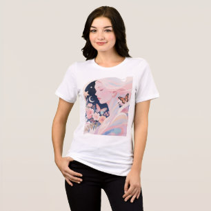 Camiseta Camisa-T de dupla-blenda feminina