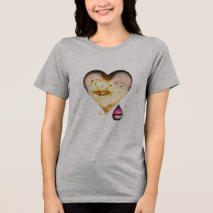 Camiseta Camisa-T de dupla-blenda feminina