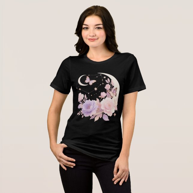 Camiseta Camisa-T de dupla-blenda feminina (Frente Completa)