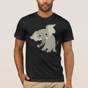 Camiseta Camisa-T de Elefante Curiosa