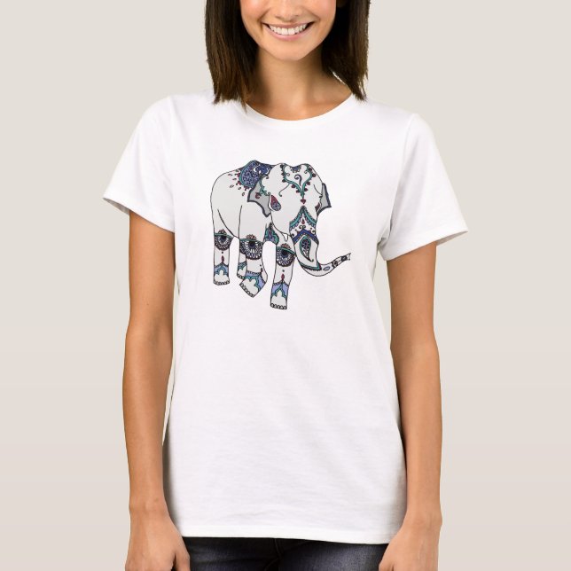 Camiseta Camisa-T de elefante embelezada (Frente)