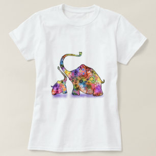 Camiseta Camisa-T de Elefante para a Mãe e o Bebê