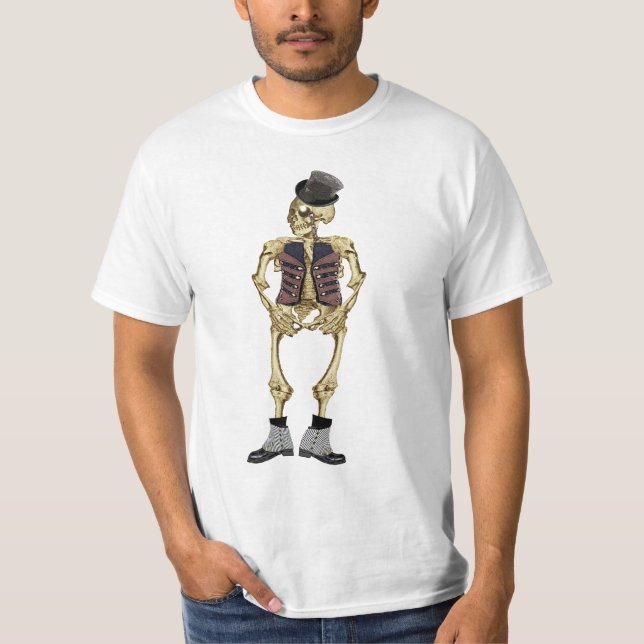 Camiseta Camisa-T de esqueleto de Halloween (Frente)