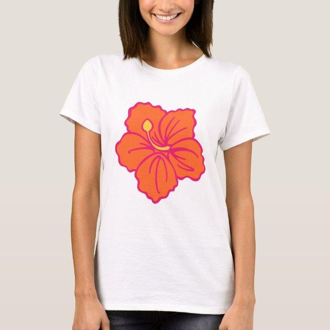 Camiseta Camisa-T de Flor Havaiana (Frente)