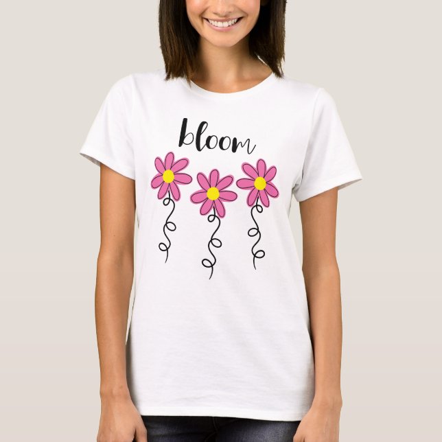 Camiseta Camisa-T De Flores Rosa Sanguíneas (Frente)