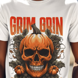 Camiseta Camisa-T de fusão do Dia das Bruxas com Grin Pumpk