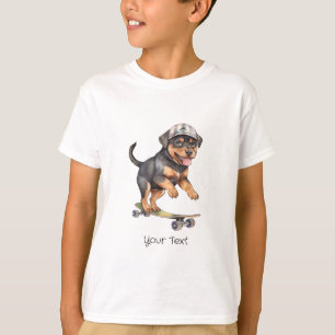 Camiseta Camisa-T de Garoto Rottweiler com Aquarela