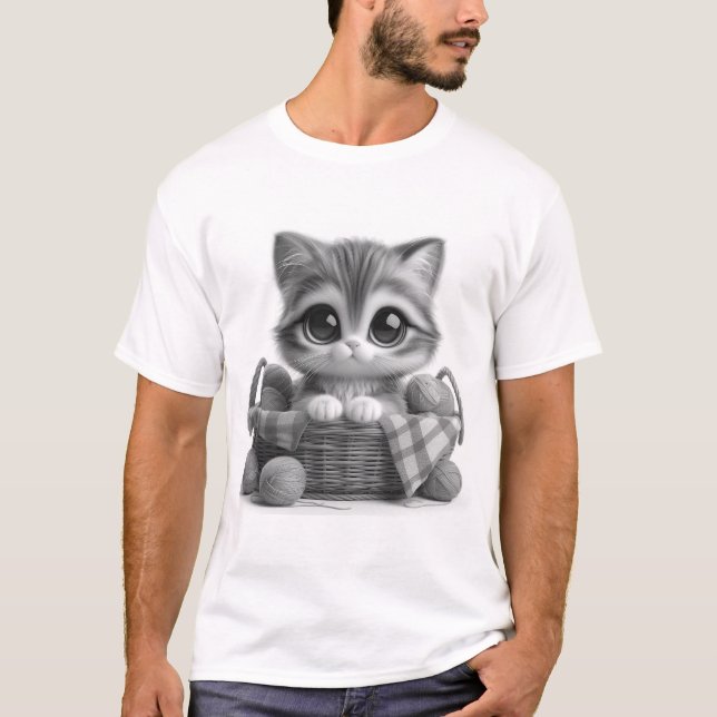 Camiseta Camisa-T de Gato Bonito (Frente)