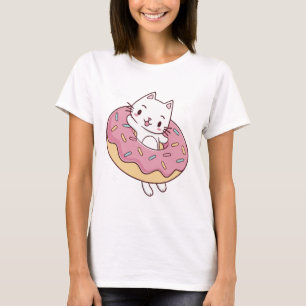 Camiseta Camisa-T de gato de Rosquinha bonita - Gráfico div