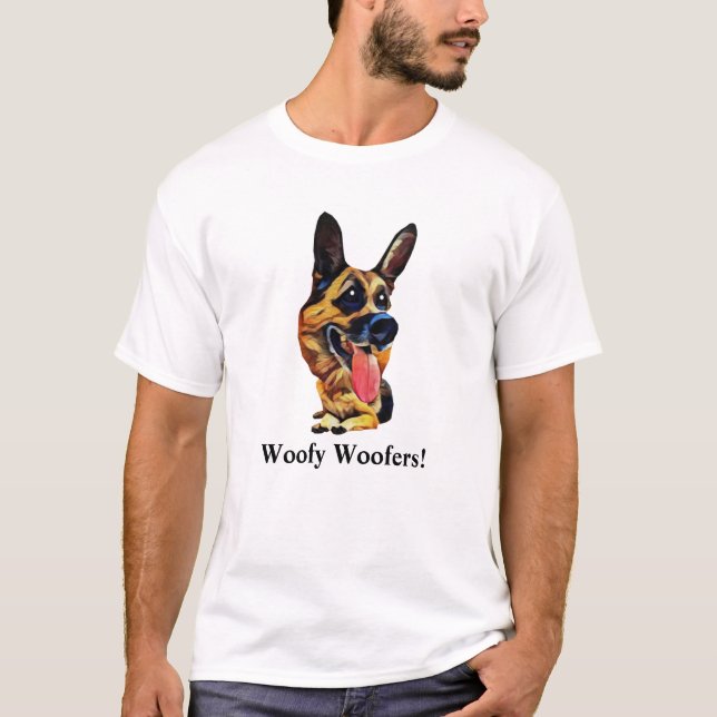 Camiseta Camisa-T de German shepherd Muito Engraçado (Frente)