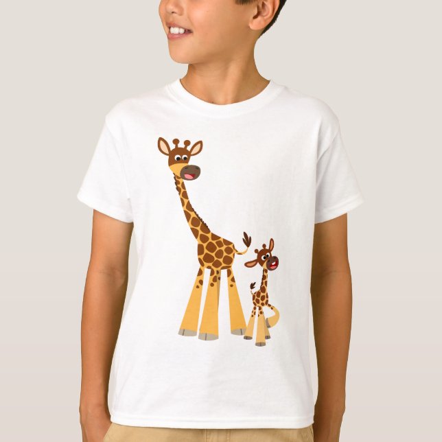 Camiseta Camisa-T de Girafa e Filhos-de-Feira (Frente)