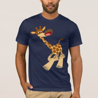 Camiseta Camisa-T de Girafa em Ambling de Cartoon Bonito