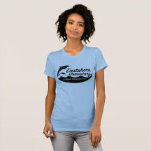 Camisa-T de golfinhos salpicantes de azul-feminino