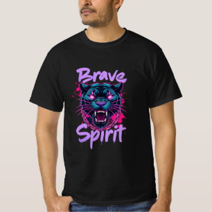 Camiseta Camisa-T de Grafite Neon Panther com Espírito Brav