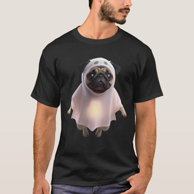 Camiseta Camisa-T de Halloween 3D Pop Pug Fantasma (Frente)