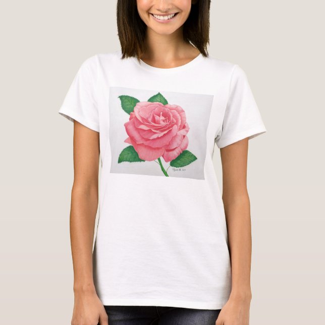 Camiseta Camisa-T de Hanes Mulheres Paixão Rosa (Frente)