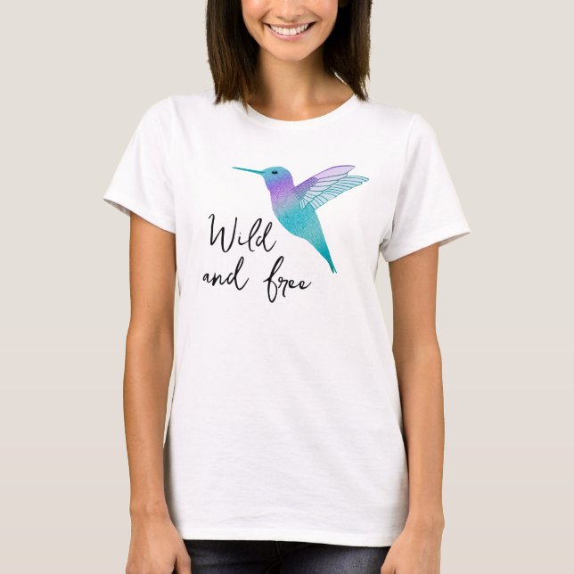 Camiseta Camisa-T de Hummingbird selvagem e livre (Frente)