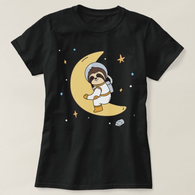 Camiseta Camisa-T de Lama de Espaço Adorável (Frente do Design)