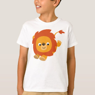 Camiseta Camisa-T de Leão de Cartoon Perky Bonito