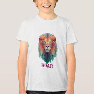 Camiseta Camisa-T de Leão Geométrico - Capa Animal Colorida