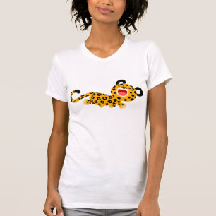 Camiseta Camisa-T de Leopardo Enfrentada e Bonita