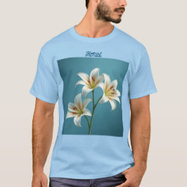 Camiseta Camisa-T de lírios brancos floristas