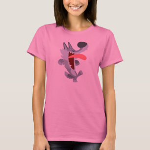 Camiseta Camisa-T de Lobo-Mulher-Lobo-dançante