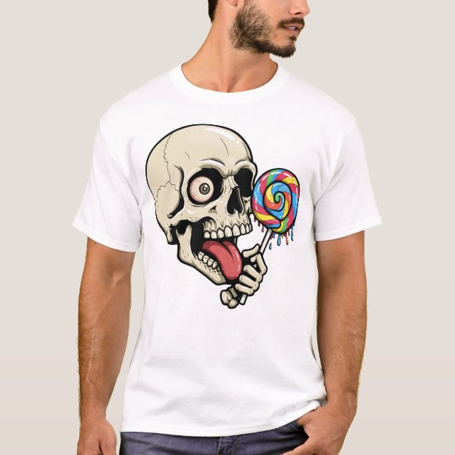 Camiseta Camisa-T de Lollipop - crânio - Doces esqueléticos (Frente)