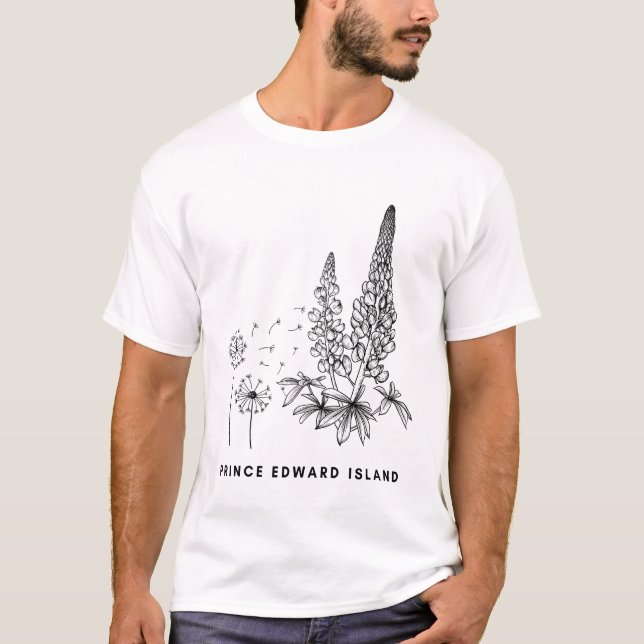 Camiseta Camisa-T de Lupines e Dandelions PEI (Frente)