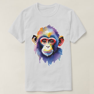 Camiseta Camisa-T de macaco-aquarela