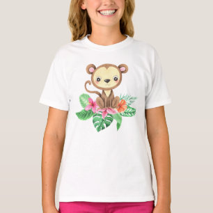 Camiseta Camisa-T De Macaco-Bebê-Tropical De Cama-Cana