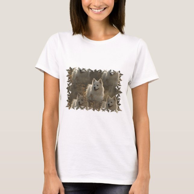 Camiseta Camisa-T de manga comprida de carne de cão acinzen (Frente)
