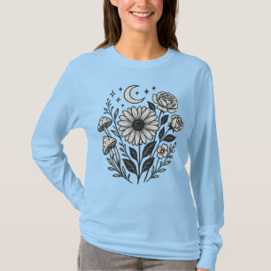 Camiseta Camisa-T de manga longa feminina de aglomerado de