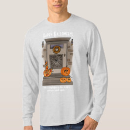 Camiseta Camisa-T de manga preta de abóbora masculina