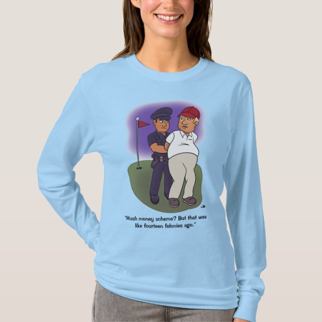 Camiseta Camisa-T de manivela longa com manchas femininas (Frente)