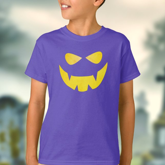 Camiseta Camisa-T De Mata-Pumpkin Spooky Do Halloween (Boo! A not so scary pumpkin face shirt for your Halloween shenanigans )