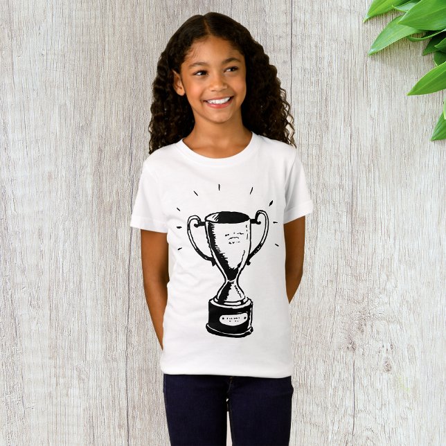 Camiseta Camisa-T De Meninas De Troféus Pretas E Brancas (Criador carregado)